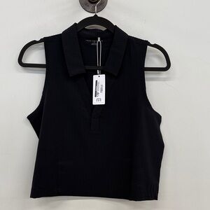 Travis Mathew Black Collared Crop Top